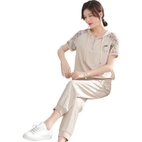 雪夕妈妈装夏季休闲运动服套装洋气大码两件套妈妈中老年女夏装新款