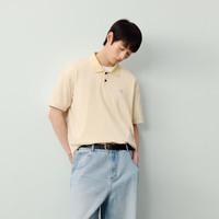 PSO Brand【品质肌理】老钱风小熊刺绣针织纹短袖POLO男女款上衣 奶油卡其 Khaki 2XL