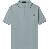 Fred Perry男士POLO衫2025春季新款商务半拉链麦穗刺绣短袖M9882 BLL/蓝色 L
