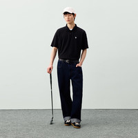 PSO Brand【品质肌理】老钱风小熊刺绣针织纹短袖POLO男女款上衣 墨黑色 Black M