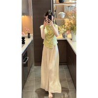 AEMAPE新中式气质立领盘扣修身上衣女装2025夏季新款百搭显瘦老钱风小衫 绿色上衣 XL (115-125斤内)