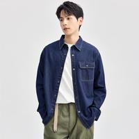 春季纯棉牛仔衬衫男工装口袋日常通勤长袖衬衫男款