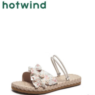 hotwind 热风 夏季女士百搭平底两穿凉鞋 温柔碎花（米粉3612）  37 正码