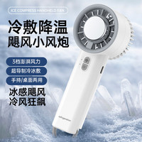倍呵【半导体制冷】手持小风扇制冷静音长续航冷风小型风扇迷你usb充电无叶随身大风力便携电风扇 [冰霜白】20m/s冰感风/超导冰瓷制冷/可冰敷 均码