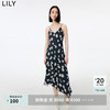 LILY 秋女装 含真丝天丝别致印花吊带连衣裙 女 510黑 S