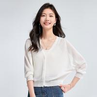 宽松显瘦时尚冰丝针织开衫女春夏外套镂空小衫长袖薄款上衣空调衫