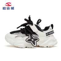 哈比熊儿童运动鞋春夏男女童鞋网面运动跑步鞋男童女童日常百搭休闲鞋 GU8293白黑 30