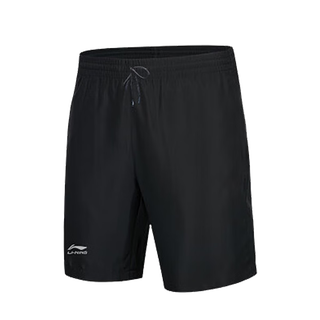 李宁（LI-NING）运动短裤男夏季透气薄款宽松休闲户外速干跑步冰丝五分裤 酷爽黑【速干透气】 L/175
