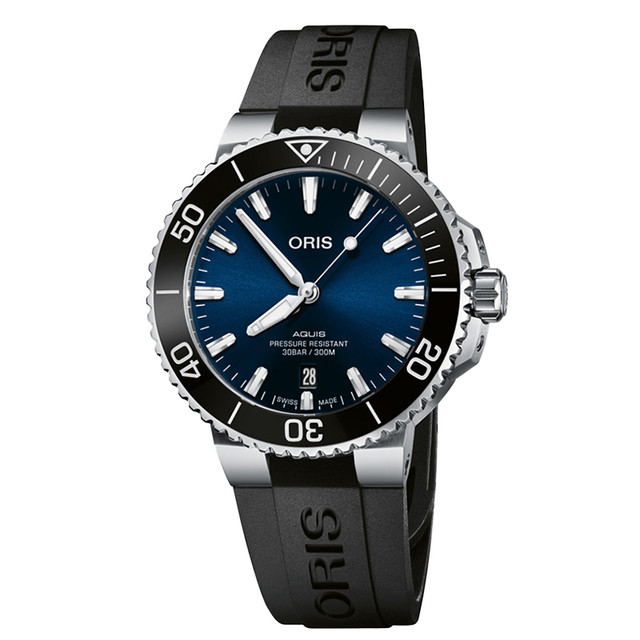 ORIS 豪利时 瑞士手表潜水AQUIS DATE机械绿色水鬼41.5mm 73377664157MB 蓝盘胶带