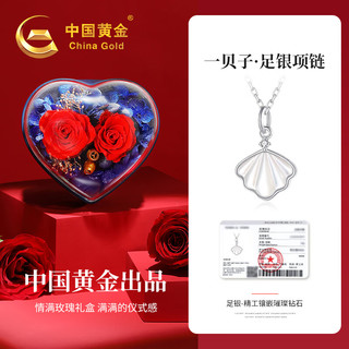 中国黄金一贝子项链女生高级感生日礼物送女友老婆纪念日精致实用高级感 一贝子钻石项链【七夕限定礼盒】