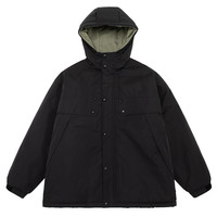 UrbanStandard日系户外连帽棉服男冬季宽松大口袋防水保暖厚外套 黑色 L