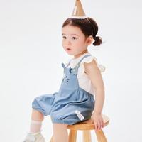 亲肤柔软透气儿童套装女童短袖背带裤两件套夏季宝宝女小童舒适