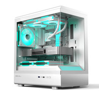 金河田(Golden field)小屿Nano台式机电脑主机机箱游戏电竞无立柱海景房黑色支持240水冷/M-ATX主板/支持ITX/三面快拆 小屿Nano白色+3个FZ-L12风扇(正叶)