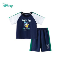 迪士尼宝宝(Disney Baby)童装男女儿童卡通短袖短裤套装中大童时尚休闲舒适夏季套装 ZD2ET013深蓝 120