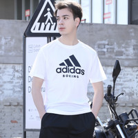 adidas 透气圆领 休闲运动短袖 T恤