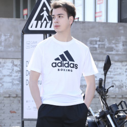 adidas 透气圆领 休闲运动短袖 T恤