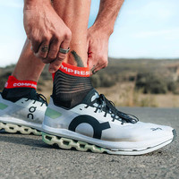 COMPRESSPORT跑步袜马拉松压缩运动袜越野透气训练袜男女通用 白/黑 跑步高帮4.0 T2 (39-41)鞋码