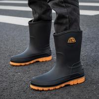 西域骆驼防水雨鞋男士时尚中筒雨靴厨房防滑劳保胶鞋赶海钓鱼水鞋 黄色【普通款】 标准尺码 45