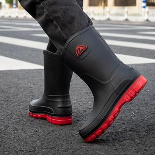 西域骆驼防水雨鞋男士时尚中筒雨靴厨房防滑劳保胶鞋赶海钓鱼水鞋 黄色【加棉款】 拍大一码 42