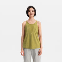 迪卡侬 DECATHLON 背心女春夏棉宽松户外徒步健身跑步运动T恤亲肤透气NH500 金绿色-2025年新
