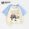 MINI PEPCO小猪班纳童装男童短袖t恤儿童夏季宽松半袖小男孩纯棉插肩袖上衣 浅蓝夏日沙滩 140