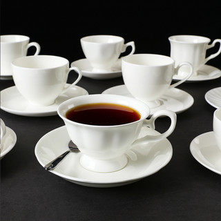 骨瓷纯白咖啡杯碟办公咖啡杯logo印字咖啡厅陶瓷杯子带碟送勺