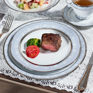 NORITAKE则武 BRUNSWICK日式田园风盘子西餐盘创意餐具家用个性 PLATINUM 椭圆盘34.5cm