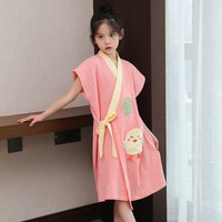 洁贝贝 儿童亲子纯棉浴巾女可穿式吸水速干大人夏季薄款2024游泳浴袍