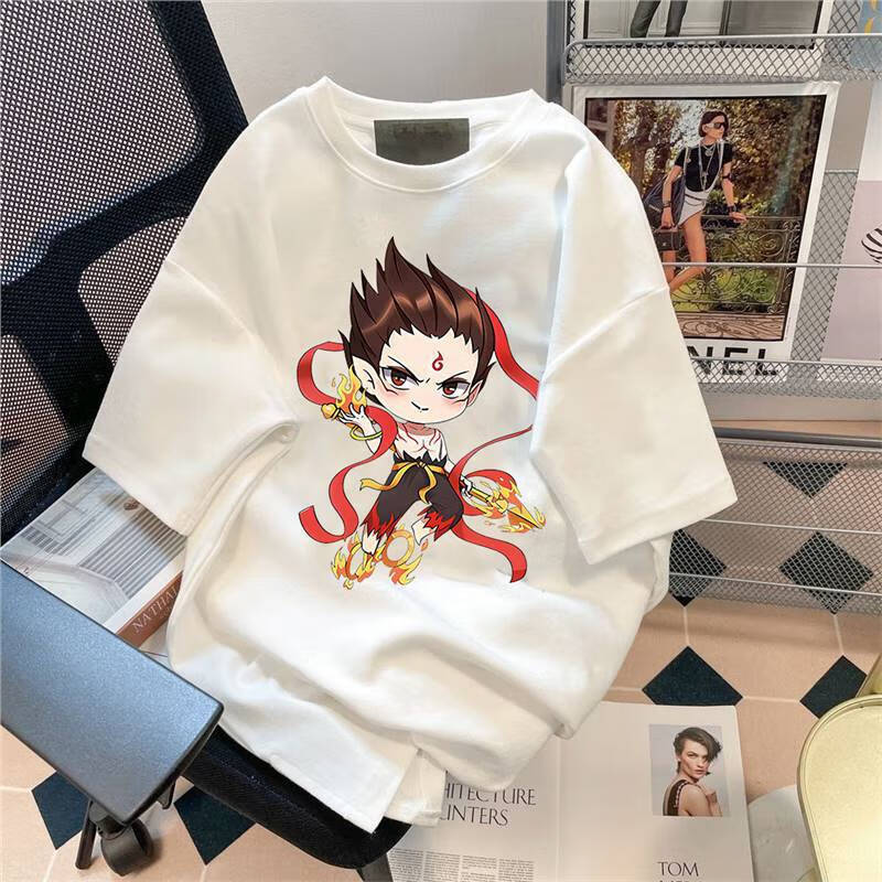 冰丝短袖白色惊讶