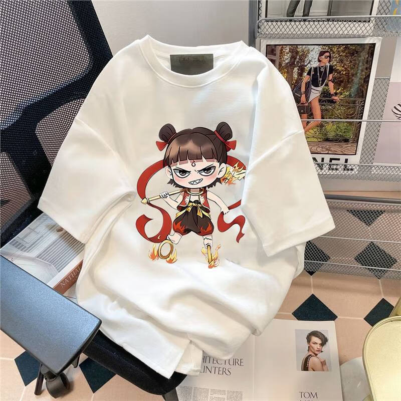 冰丝短袖白色卡通虎