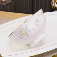 碗家用碗高脚防烫景德镇碗饭碗高级感新款描金饭碗陶瓷餐具吃饭碗