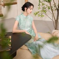 【一路绿灯 行云流水】25夏款中式连衣裙假两件拼接国风长裙C