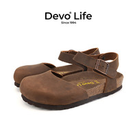 的的的沃 Devo Life   Life软木鞋女包头日系韩版休闲复古简约文艺夏季凉鞋66031 杏黄 38