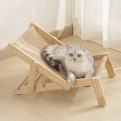 喵仙儿 猫抓板猫窝剑麻不掉屑猫躺椅实木猫床耐抓猫沙发四季通用 实木麻垫躺椅 麻垫椅