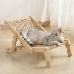 喵仙儿 猫抓板猫窝剑麻不掉屑猫躺椅实木猫床耐抓猫沙发四季通用 实木麻垫躺椅 麻垫椅