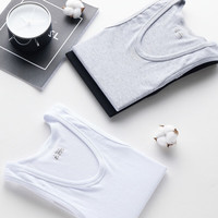 雅鹿男士棉纯色背心夏紧身圆领透气百分百打底工字背心运动无袖汗衫 黑色 3XL