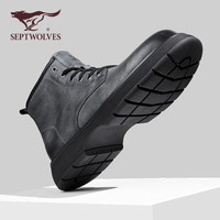 七匹狼男鞋夏季保暖马丁靴男士工装高帮真皮靴子复古雪地靴男款 七匹狼男鞋品牌 39