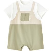 YeeHoO英氏【商场同款】婴儿衣服夏季速干透气小宝宝包屁衣假两件连体衣