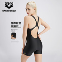 阿瑞娜(arena)连体平角保守型泳衣女修身显瘦高弹贴合专业竞技运动速干防晒泳装 黑紫【面料】 2XL (40) 身高175/体重69-72kg