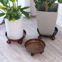 金属铁艺可移动花盆托盘带轮子的承重滑轮花盆底座滚轮托盘万向轮