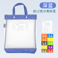 曹晖 补习手提袋拎书袋大容量文件袋产检带按扣透明网纱课本作业分类袋a4资料袋语文数学英分科书袋试卷收纳袋