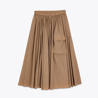 LILY夏女装赫本风复古通勤款优雅休闲显瘦高腰A字半身裙 734岩棕 S