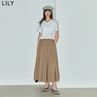LILY夏新款女装赫本风复古通勤款优雅休闲显瘦高腰A字半身裙