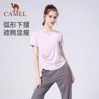 骆驼 CAMEL瑜伽服套装女夏季户外跑步服短袖运动服时尚服清爽吸汗 S