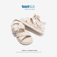 天美意(TEENMIX)女童凉鞋夏季公主鞋防滑软底儿童凉鞋中大童鞋潮 米色 27