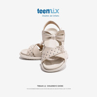 天美意(TEENMIX)女童凉鞋夏季公主鞋防滑软底儿童凉鞋中大童鞋潮 米色 28