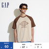 Gap 男士撞色插肩袖logo圆领短袖T恤 463174 卡其色