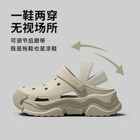 朴西光轮户外洞洞鞋女士包头凉拖鞋夏季厚底增高防滑沙滩鞋男 抹茶绿 39/40