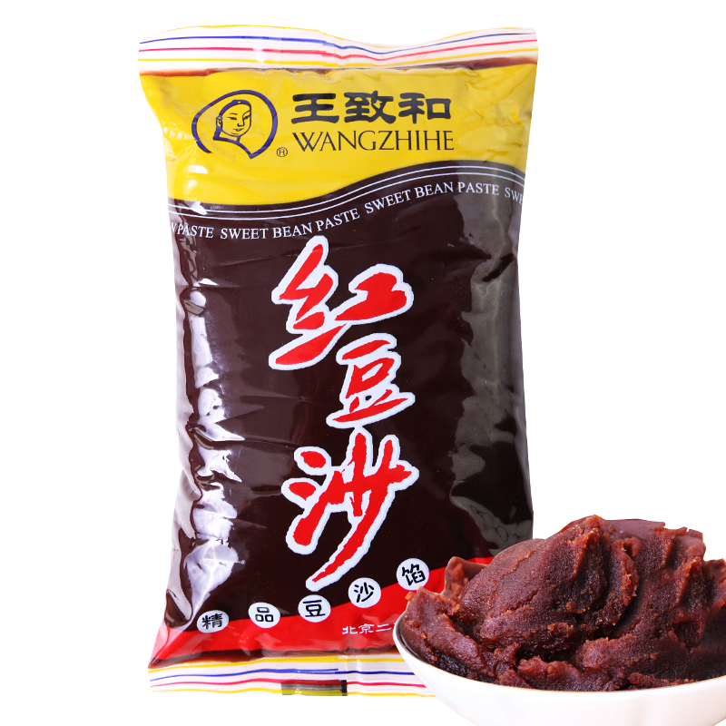 王致和红豆沙馅泥500g家用粽子月饼馅料面包夹心商用即食包子烘培红豆馅 红豆沙500g*1袋