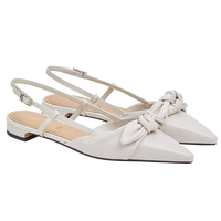 CHARLES&KEITH25夏新品尖头平底蝴蝶结褶皱亮钻凉鞋SL1-71720129 White